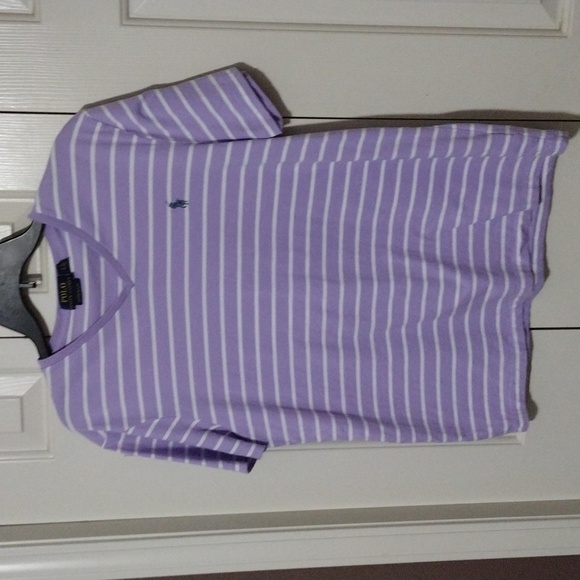Polo By Ralph Lauren V Neck Shirt Mens Large Lavender White - Picture 1 of 6